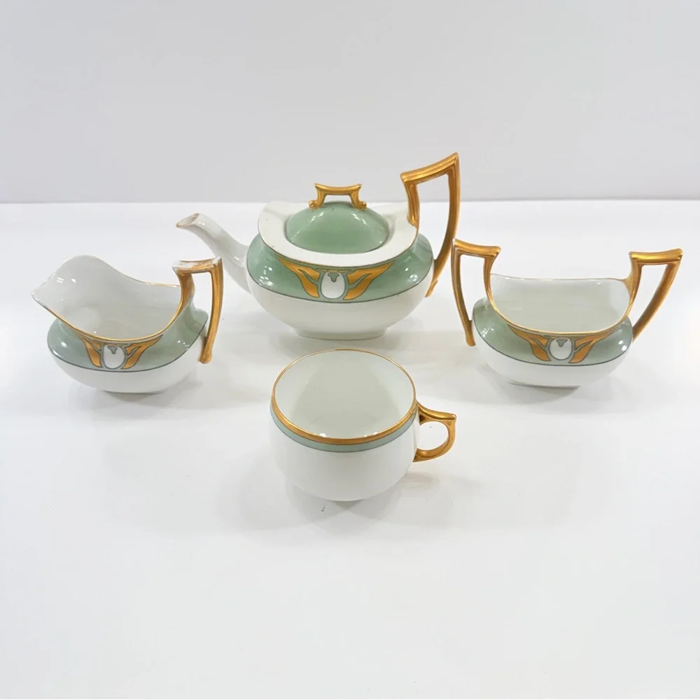 ANTIQUE P&P Limoges France & Bavaria Germany‎ Mismatch ART DECO TEA SET, Teapot